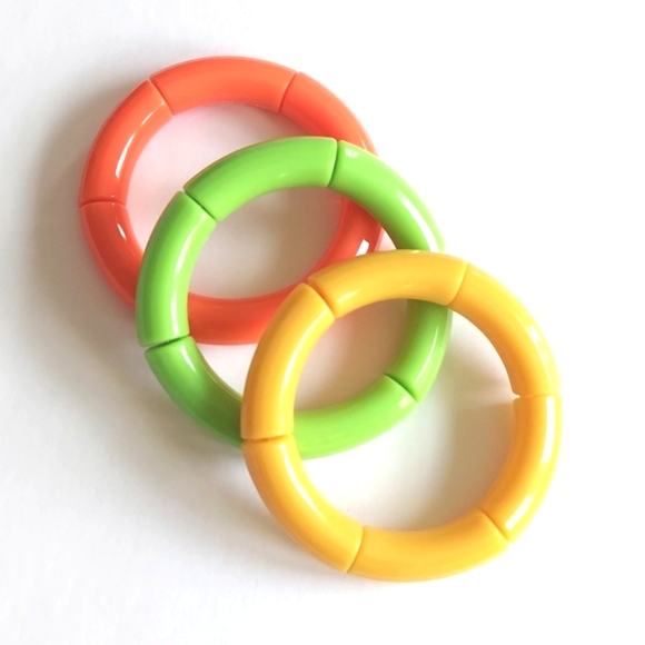 Tube Bamboo Bangle Bracelet - Yellow - Picture 3 of 7